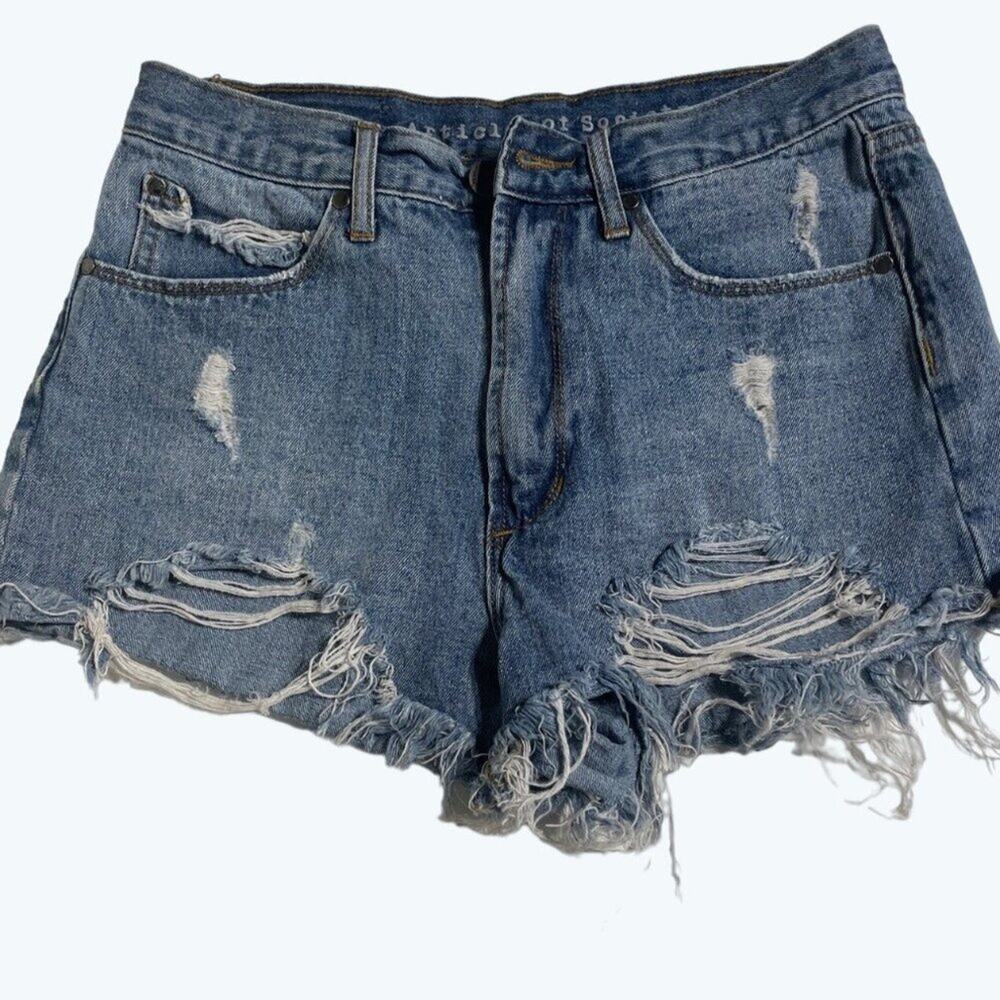 ARTICLES OF SOCIETY Womens Shorts Women's 26 Meredith Ripped Denim Jorts